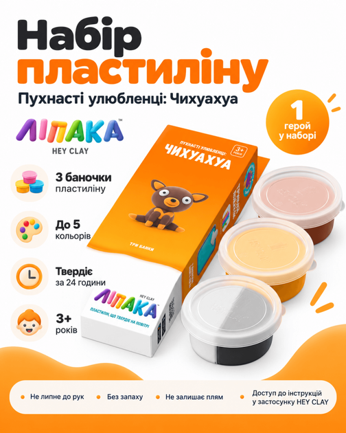 Набір пластиліну - Пухнасті улюбленці: Чихуахуа (Ліпака) - Фото 1 Набір пластиліну - Пухнасті улюбленці: Чихуахуа (Ліпака) - изображение 1