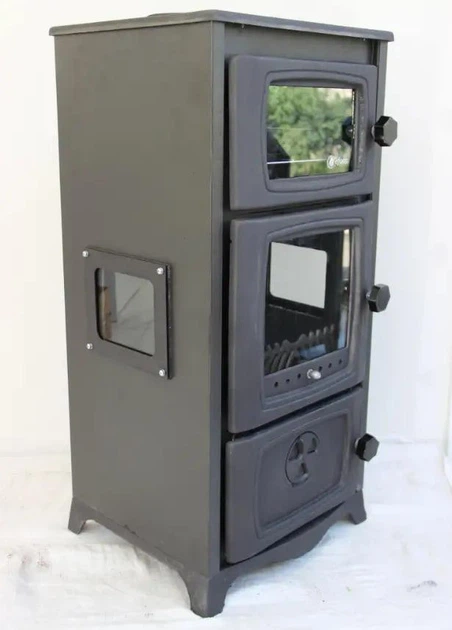 Камінна піч на дровах EFORISI PRO-2 20 13,3 кВт з духовкою та бічним склом, чавунна топка, чорна - Фото 3 Камінна піч на дровах EFORISI PRO-2 20 13,3 кВт з духовкою та бічним склом, чавунна топка, чорна - зображення 3