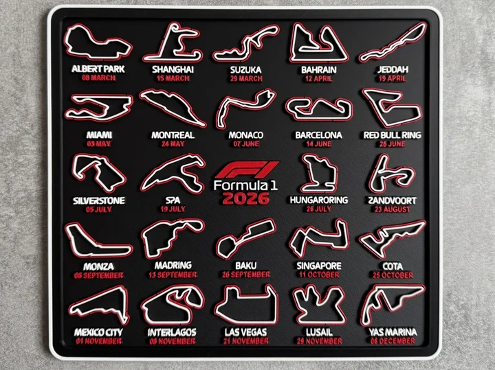 F1 2026 Карта календар трас Формули 1 22×25 см - Фото 1 F1 2026 Карта календар трас Формули 1 22×25 см - зображення 1