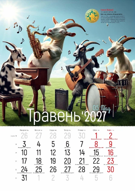Подарунковий Календар 2027 Рік Кози-удачу принесе Формат А3 - Фото 7 Подарунковий Календар 2027 Рік Кози-удачу принесе Формат А3 - изображение 7