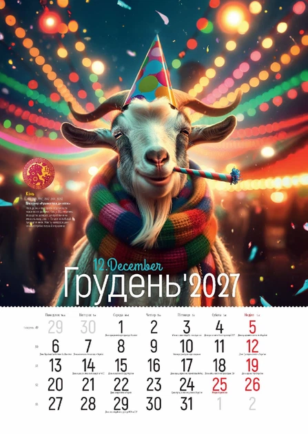 Подарунковий Календар 2027 Рік Кози-удачу принесе Формат А3 - Фото 14 Подарунковий Календар 2027 Рік Кози-удачу принесе Формат А3 - изображение 14