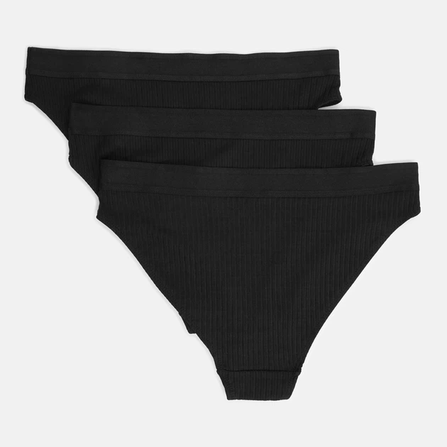 Трусики-слип набор 3шт. в рубчик для женщины Esmara LYCRA® 487671 M Черный - изображение 4