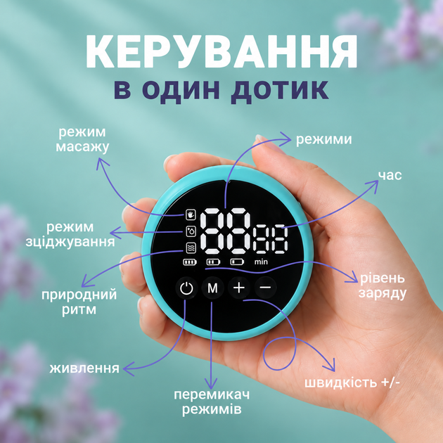 Бездротовий електричний молоковідсмоктувач LELIK™ Brisa, 3 режими, 12 рівнів, фланці 17/19/21/24 мм, USB Type-C, зелений - Фото 9 Бездротовий електричний молоковідсмоктувач LELIK™ Brisa, 3 режими, 12 рівнів, фланці 17/19/21/24 мм, USB Type-C, зелений - зображення 9