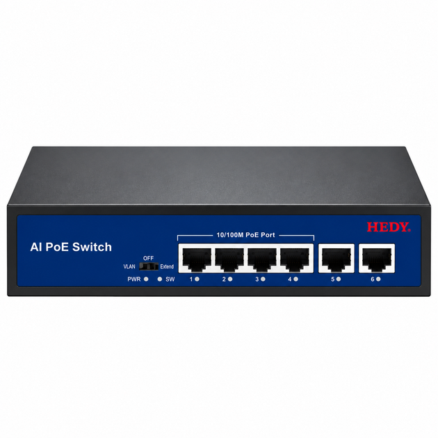 Коммутатор Hedy HN4H2-48-V2 неуправляемый настольный 6 портов PoE AC100-240В - изображение 2