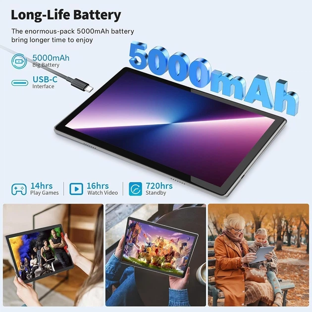 Планшет 10.1'' Tibuta A10 3+5/64Gb 4 ядра Android 15 5000 mAh Сірий (102354803) b1 - Уцінка - Фото 6 Планшет 10.1'' Tibuta A10 3+5/64Gb 4 ядра Android 15 5000 mAh Сірий (102354803) b1 - Уцінка - зображення 6