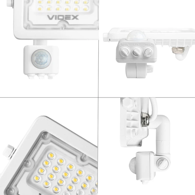 LED прожектор 20W VIDEX с датчиком движения 5000K из алюминия 2000Lm белый IP65 VL-F2e205W-S - изображение 5