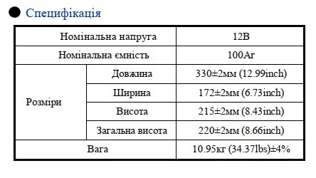 Акумулятор LiFePO4 12.8V 100 Ah 1280Wh BMS 50A NPP LFP12-100 для ДБЖ - изображение 4