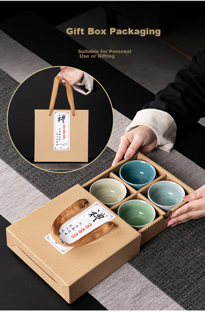 Чашка для дегустации чая Qixuanyuan Ru Kiln Master Cup, набор керамических чайных чашек в стиле кунг-фу, полный комплект для домашнего использования, чайные чашки, подарок для бизнеса и праздников. - изображение 2