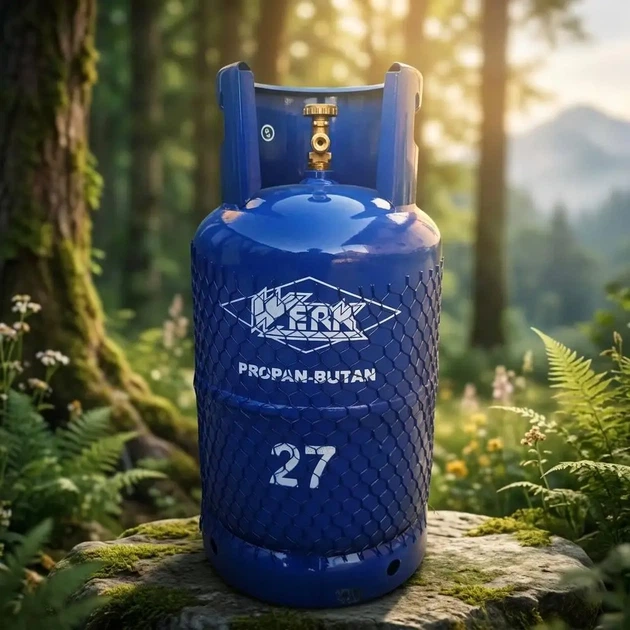 Газовый баллон WERK 27 л для пропан-бутана LPG металлический бытовой баллон до 11 кг газа рабочее давление 3 МПа с вентилем W21.8LH предохранительным клапаном для плиты обогревателя горелки гриля дачи - изображение 3