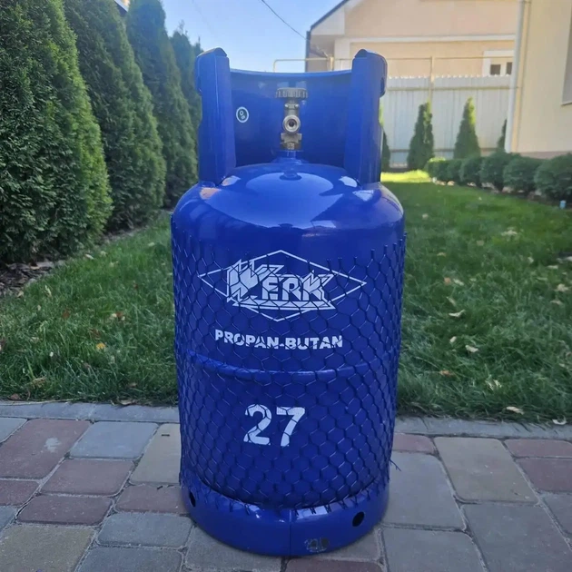 Газовый баллон WERK 27 л для пропан-бутана LPG металлический бытовой баллон до 11 кг газа рабочее давление 3 МПа с вентилем W21.8LH предохранительным клапаном для плиты обогревателя горелки гриля дачи - изображение 5