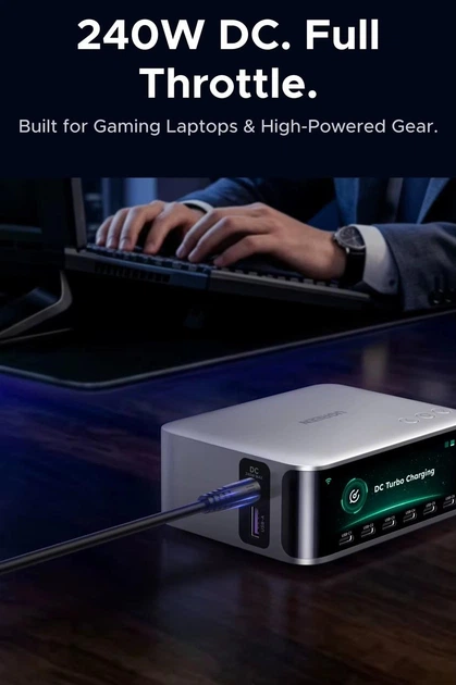 Зарядна станція UGREEN Nexode Pro X783 300Вт настільна GaN 8 портів з дисплеєм - зображення 6