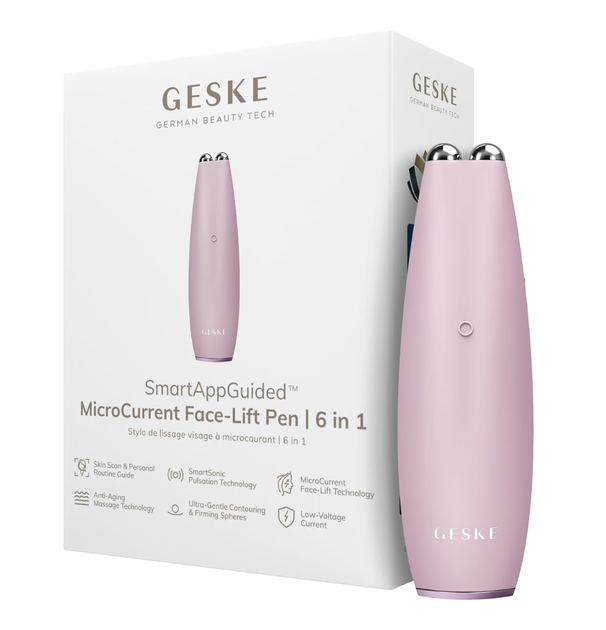 Микротоковый массажер для подтяжки лица GESKE MicroCurrent Face-Lifter 6 в 1, розовый - Фото 1 Микротоковый массажер для подтяжки лица GESKE MicroCurrent Face-Lifter 6 в 1, розовый - изображение 1