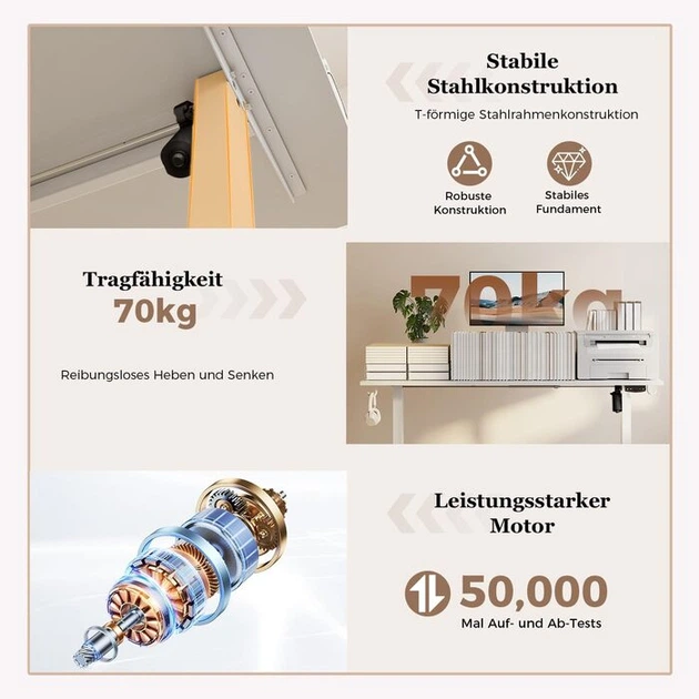 Компьютерный стол Klicelor, с электрической регулировкой высоты, 100 × 60 см - Фото 4 Компьютерный стол Klicelor, с электрической регулировкой высоты, 100 × 60 см - изображение 4