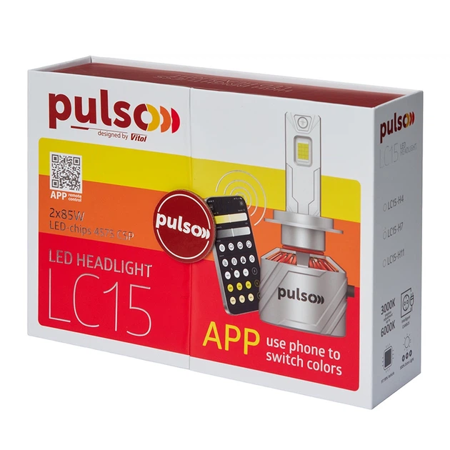 LED лампи Pulso H7 LED-chips 4575 CSP 12V 2*85W 17000Lm 3000-6000k (Bluetooth Додатки APP) - зображення 7