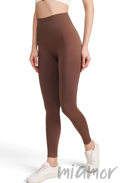 Леггинсы бесшовные в рубчик без пуш-ап GIULIA Leggings RIB model 02 S/M Коричневый - Фото 1 Леггинсы бесшовные в рубчик без пуш-ап GIULIA Leggings RIB model 02 S/M Коричневый - изображение 1