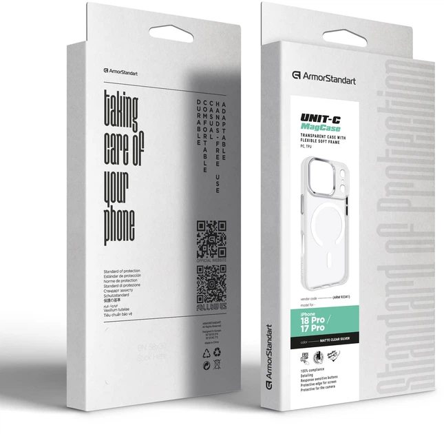 Чохол для смартфона Apple iPhone 18 Pro/17 Pro ArmorStandart Unit MagCase Matte Clear-Silver (ARM92341) - Фото 2 Чохол для смартфона Apple iPhone 18 Pro/17 Pro ArmorStandart Unit MagCase Matte Clear-Silver (ARM92341) - зображення 2