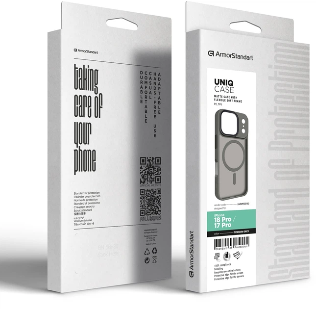Чехол для смартфона Apple iPhone 18 Pro/17 Pro ArmorStandart Uniq MagCase Titanium Grey (ARM92318) - изображение 2