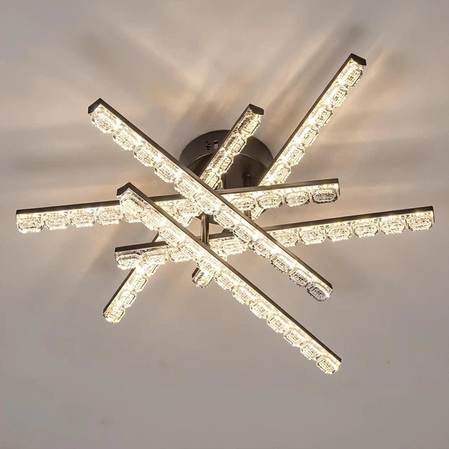 Стельова LED-люстра 84W з акриловими лінійними плафонами та пультом 3000-6500К корпус чорний Svet SY-33038/6 MB - Фото 1 Стельова LED-люстра 84W з акриловими лінійними плафонами та пультом 3000-6500К корпус чорний Svet SY-33038/6 MB - зображення 1