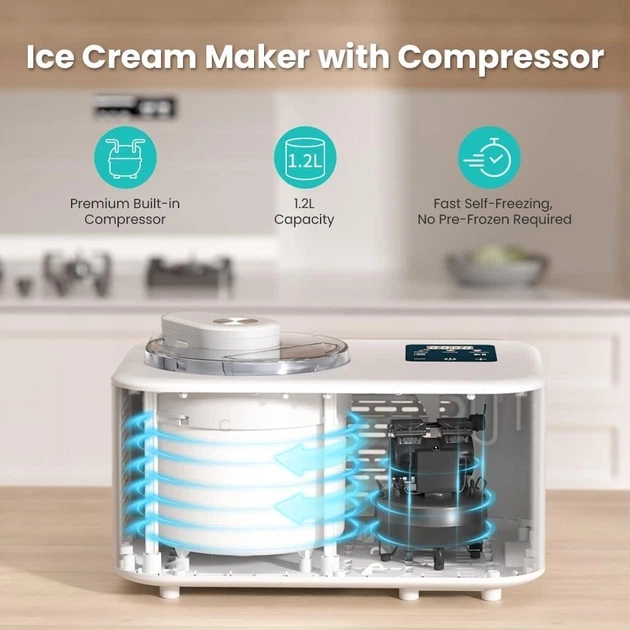 Автоматическая мороженица с компрессором Ice Cream Maker Machine 1.2L (Без предварительной заморозки) - Уценка - изображение 7