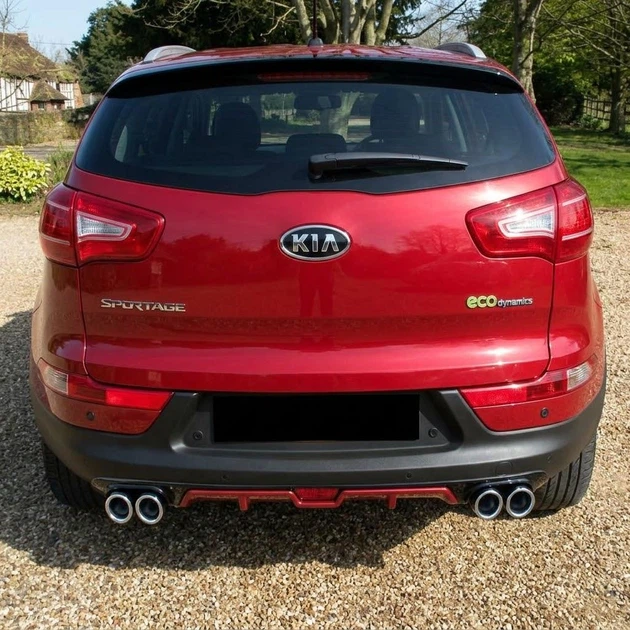 Накладка на задний бампер Kia Sportage Киа Спортейдж диффузор универсальный цвет черно серебристый - изображение 16