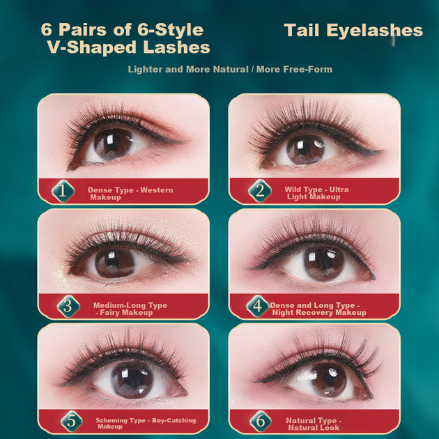 6 пар магнітних накладних вій Yushang Jiaren без клею багаторазові магнітні вії для новачків макіяж новорічний інструмент для макіяжу - зображення 5
