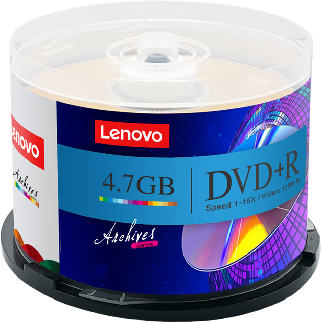 Диски Lenovo DVD+R, скорость 16x, емкость 4,7 ГБ, серия Archive, 50 штук в упаковке, чистые оптические диски. - Фото 4 Диски Lenovo DVD+R, скорость 16x, емкость 4,7 ГБ, серия Archive, 50 штук в упаковке, чистые оптические диски. - изображение 4