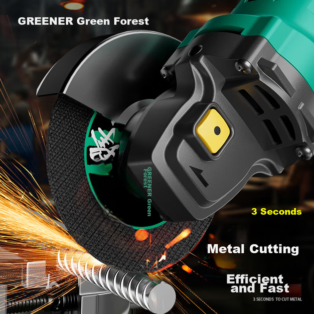 Угловая шлифовальная машина Green Forest 860 Вт, набор из 9 предметов: угловая полировальная машина, резка, шлифовка, полировка, электроинструмент. - изображение 5