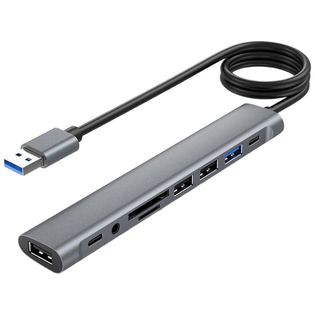Док-станция Youlianxing USB Hub с 9 портами, 1,2 м, USB 2.0, разъемом для наушников и SD-карт, расширением для ноутбука, настольного компьютера, мыши, клавиатуры, USB-накопителя и жесткого диска 509LAP - Фото 4 Док-станция Youlianxing USB Hub с 9 портами, 1,2 м, USB 2.0, разъемом для наушников и SD-карт, расширением для ноутбука, настольного компьютера, мыши, клавиатуры, USB-накопителя и жесткого диска 509LAP - изображение 4