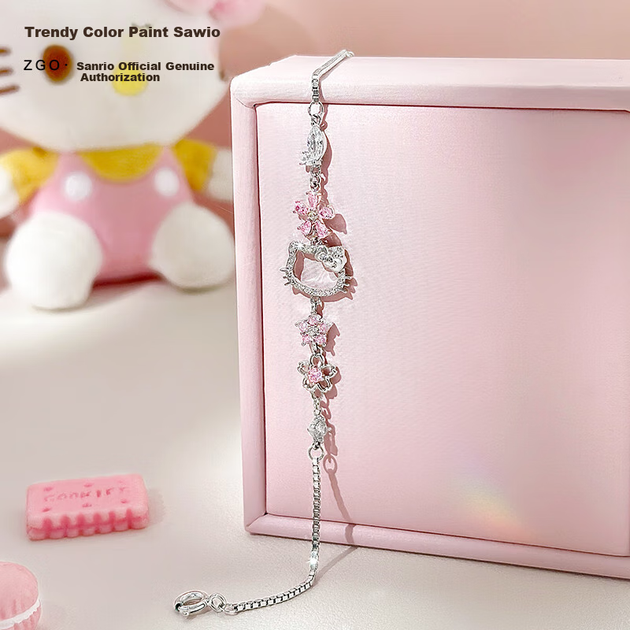 Браслет Chaosehui Sanrio Hello Kitty з чистого срібла для жінок, легкий розкішний нішевий подарунок на день народження для жінок, жіночий браслет 6106 - зображення 4