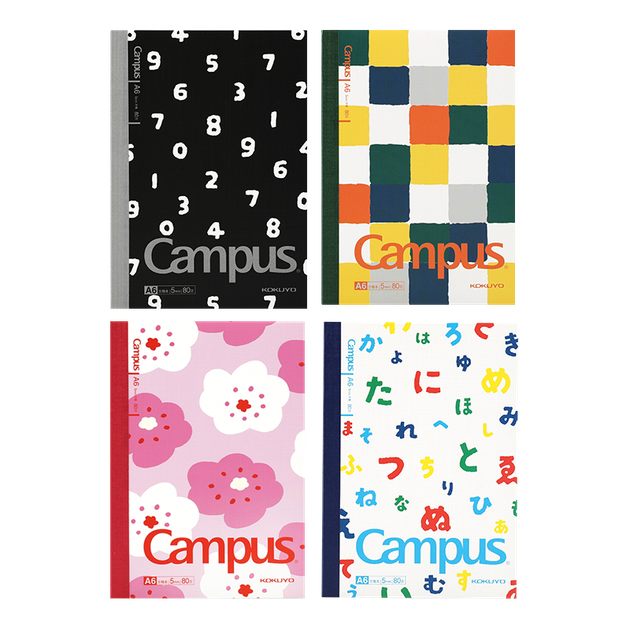 Блокнот Kokuyo SOUSOU Series Designer Collaboration с беспроводным переплетом, сетка 5 мм, формат A6/80 листов, 4 разных цвета, WSG-NB1XA6801 - изображение 2