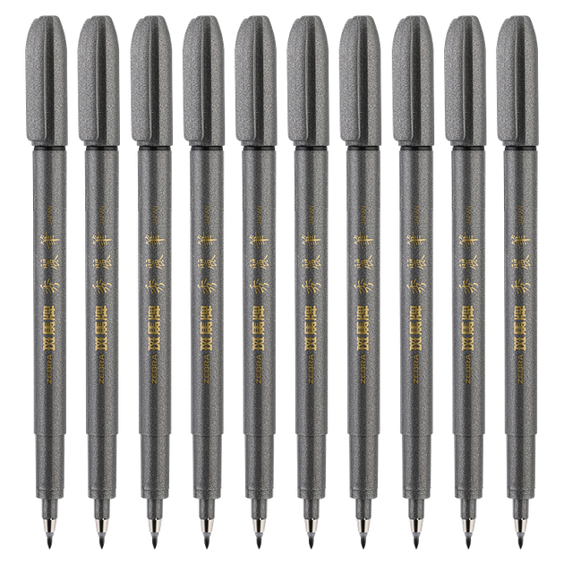 Набор каллиграфических кистей ZEBRA WF1 серебристо-серого цвета, для студентов, маленький, стандартный размер, 10 шт./упаковка. - Фото 1 Набор каллиграфических кистей ZEBRA WF1 серебристо-серого цвета, для студентов, маленький, стандартный размер, 10 шт./упаковка. - изображение 1