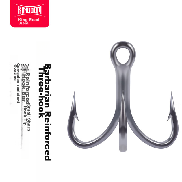 Крючки Guowangliya Three Hooks 3X, усиленные, новые, антикоррозийные, для морской рыбалки, трехлопастные крючки, якорные крючки с зазубринами, размер 4/8, штуки в коробке. - изображение 4