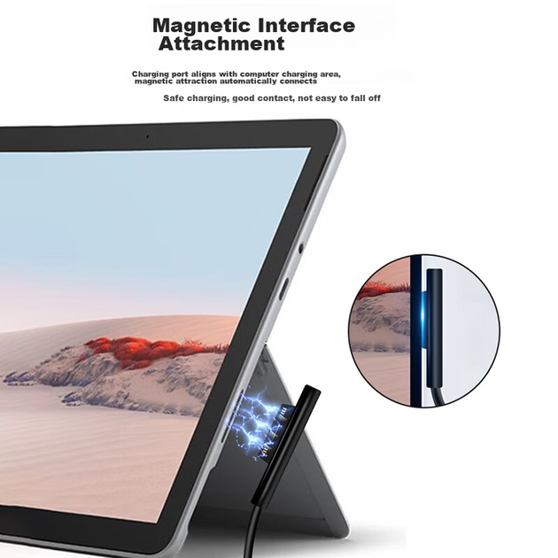 Кабель зарядного пристрою Lantuo Microsoft Surface, сумісний з ноутбуком/книгою/планшетом Pro7/6/5GO, адаптер живлення PD Type-C - магнітний кабель швидкої зарядки - Фото 5 Кабель зарядного пристрою Lantuo Microsoft Surface, сумісний з ноутбуком/книгою/планшетом Pro7/6/5GO, адаптер живлення PD Type-C - магнітний кабель швидкої зарядки - зображення 5
