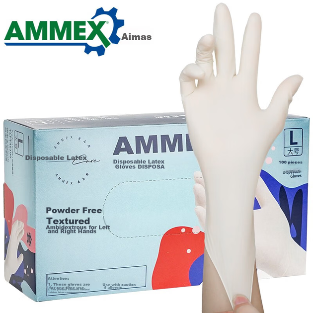 Одноразовые латексные перчатки AMMEX, 100 перчаток среднего размера с высокой эластичностью, для общественного питания, уборки дома, мытья посуды, водонепроницаемые резиновые перчатки. - Фото 5 Одноразовые латексные перчатки AMMEX, 100 перчаток среднего размера с высокой эластичностью, для общественного питания, уборки дома, мытья посуды, водонепроницаемые резиновые перчатки. - изображение 5
