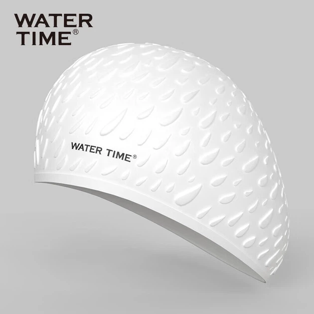 WATERTIME / Шапочка для плавания Shuichuan для женщин, силиконовая профессиональная защита ушей для длинных волос, большой обхват головы, водонепроницаемая, не сдавливающая, с воздушной подушкой, белая. - изображение 5