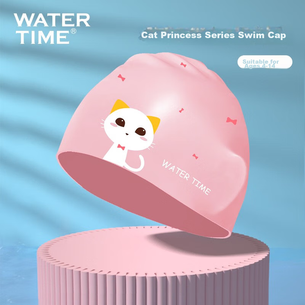 WATERTIME / Детская плавательная шапочка Shuichuan для мальчиков и девочек, водонепроницаемая силиконовая шапочка для плавания, не сдавливающая волосы, с принтом кошки и маленькой принцессы. - Фото 5 WATERTIME / Детская плавательная шапочка Shuichuan для мальчиков и девочек, водонепроницаемая силиконовая шапочка для плавания, не сдавливающая волосы, с принтом кошки и маленькой принцессы. - изображение 5