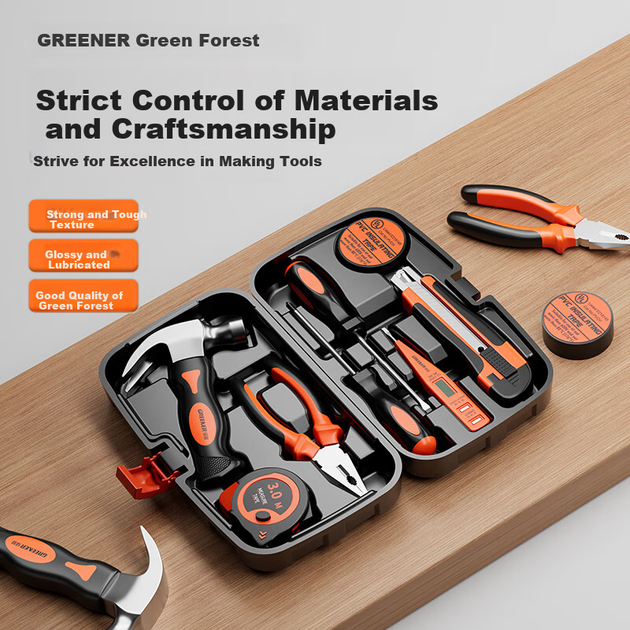 Набор бытовых инструментов GREENER, включающий электромонтажные инструменты, отвертки, плоскогубцы и рулетку. - Фото 5 Набор бытовых инструментов GREENER, включающий электромонтажные инструменты, отвертки, плоскогубцы и рулетку. - изображение 5