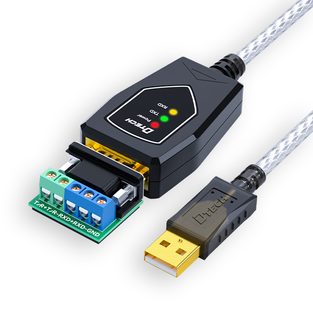 DTECH USB-RS422/485 послідовний кабель, адаптер зв'язку з COM-портом комп'ютера, підходить для підключення комп'ютера до облікового запису, сканера штрих-кодів, фотоелектричного ізоляційного перетворювача, 1 метр DT-5019I - зображення 4