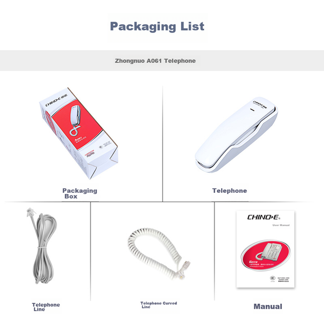 CHINO-E Телефон Стационарный Гостиничный телефон Маленькая трубка Настенный телефон двойного назначения Беспроводной удлинитель A061 Белый Офисный телефон Домашний настольный телефон - изображение 10