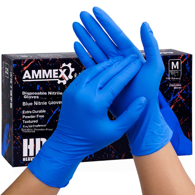 Одноразовые нитриловые перчатки AMMEX, 100 шт., средний размер, для пищевой промышленности, лабораторий, бытовой уборки, кухни, мытья посуды. - Фото 8 Одноразовые нитриловые перчатки AMMEX, 100 шт., средний размер, для пищевой промышленности, лабораторий, бытовой уборки, кухни, мытья посуды. - изображение 8