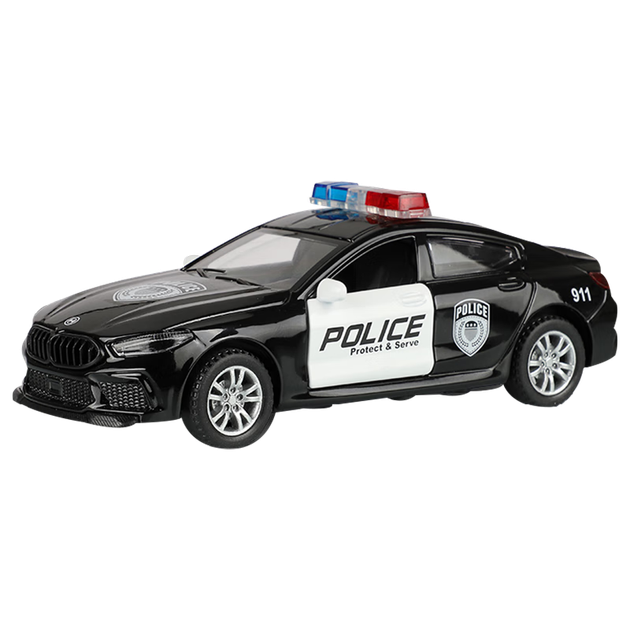 Детская игрушечная машинка Cawndilla Families BMW M8 Police Car из сплава, модель для мальчиков, реалистичная игрушка с инерционным механизмом, подарок на день рождения для мальчиков и девочек. - изображение 4