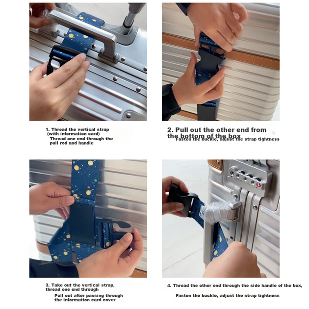 Ремень для переноски багажа Banzheni Cross Packing Strap для международной регистрации багажа, ремень для фиксации чемодана, дорожный ремень безопасности с багажной биркой, дизайн «Звездное небо». - изображение 6