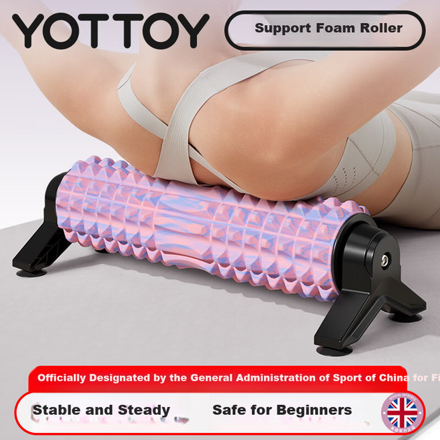 Массажный ролик Yottoy Bracket Foam Roller Stick Fixed Wolf Tooth Professional Massage Roller Fitness Tool Yoga Column Camouflage Pink - изображение 4