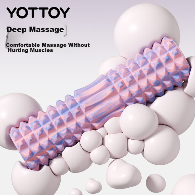 Массажный ролик Yottoy Bracket Foam Roller Stick Fixed Wolf Tooth Professional Massage Roller Fitness Tool Yoga Column Camouflage Pink - изображение 8