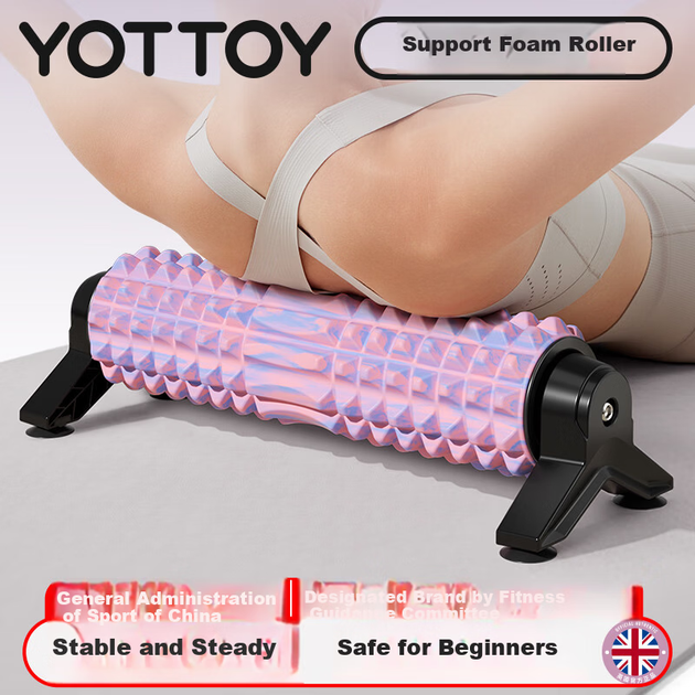 Массажный ролик Yottoy Bracket Foam Roller Stick Fixed Wolf Tooth Professional Massage Roller Fitness Tool Yoga Column Camouflage Pink - изображение 11