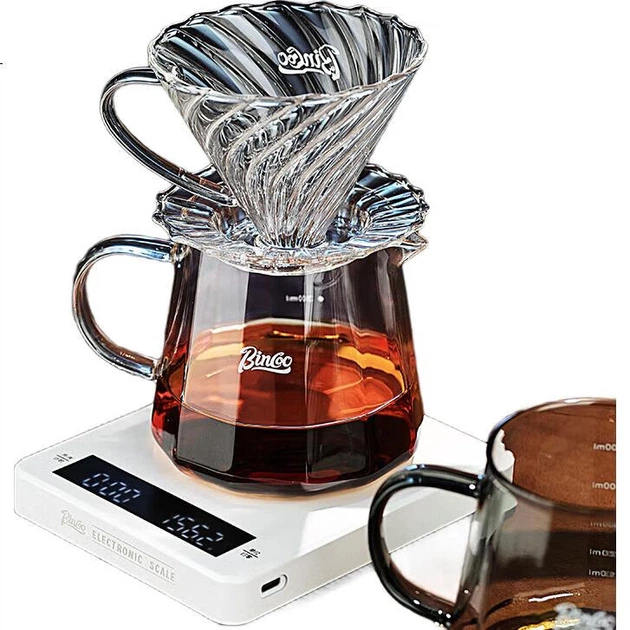 Скляний набір для кави Bincoo Coffee Sharing Pot з вагами, фільтрувальна чашка V60, чашка для крапельної кави - зображення 3