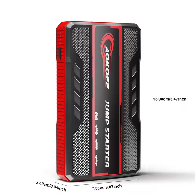 Портативное пусковое устройство для авто AOKOEE Jump Starter 12V — Бустер, повербанк, LED-фонарик 300 LM, 2xUSB - изображение 2