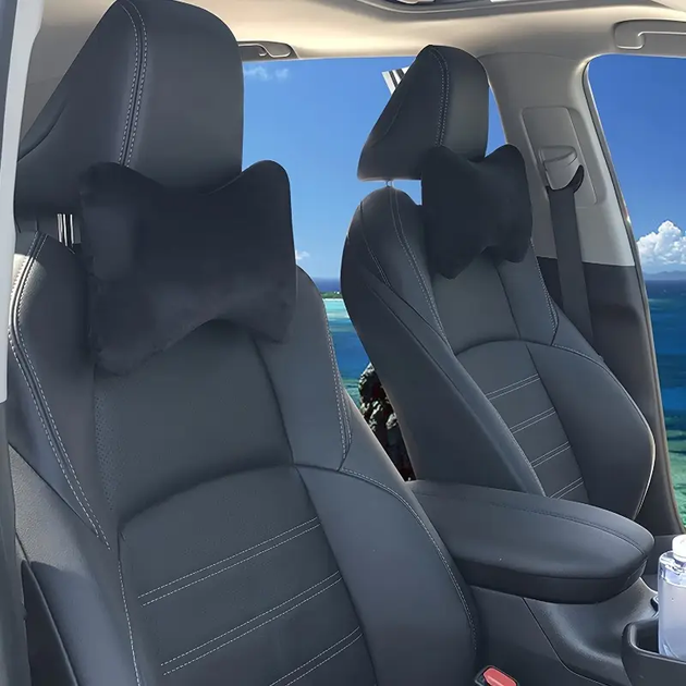 Подушка подголовник автомобильная OEM на сиденье плюшевая Холлофайбер Black - Фото 3 Подушка подголовник автомобильная OEM на сиденье плюшевая Холлофайбер Black - изображение 3