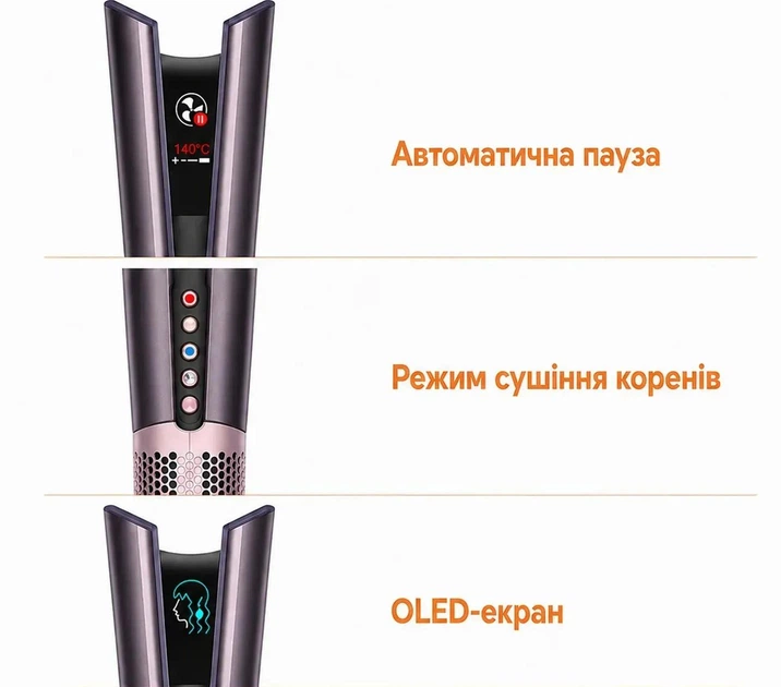 Випрямляч для волосся фен вирівнювач 2в1 Straight Air фен стайлер для укладання волосся праска для вирівнювання волосся повітрям фен для волосся Amber silk - зображення 3