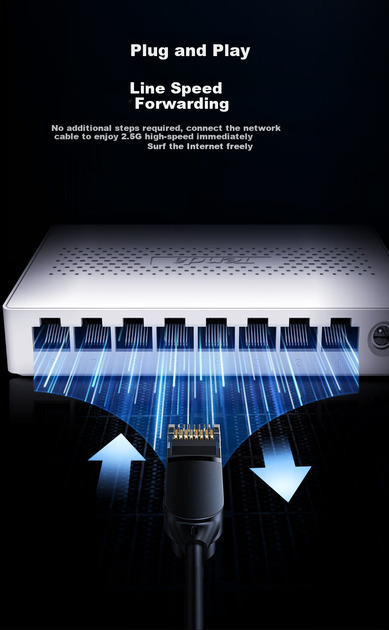 Коммутатор Tenda SE108, 8 портов 2.5G, сетевой разветвитель, для дома, офиса и NAS - изображение 7
